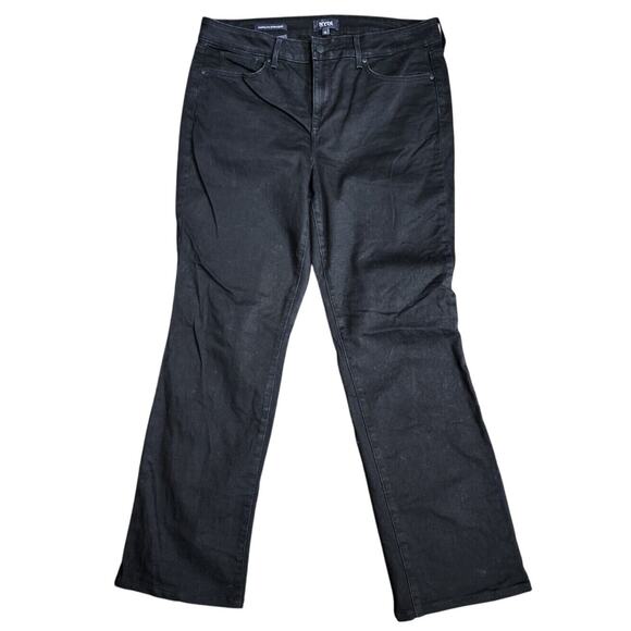 NYDJ Marilyn Straight Leg Jeans Size 12 Black Denim Liftxtuck Stretch - Picture 1 of 8
